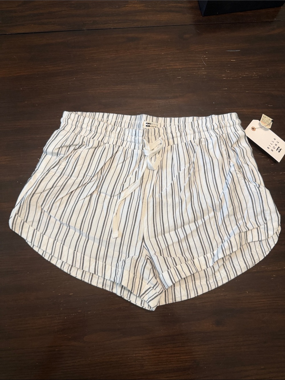 Billabong Casual Striped Drawstring Women’s Shorts - White/Blue